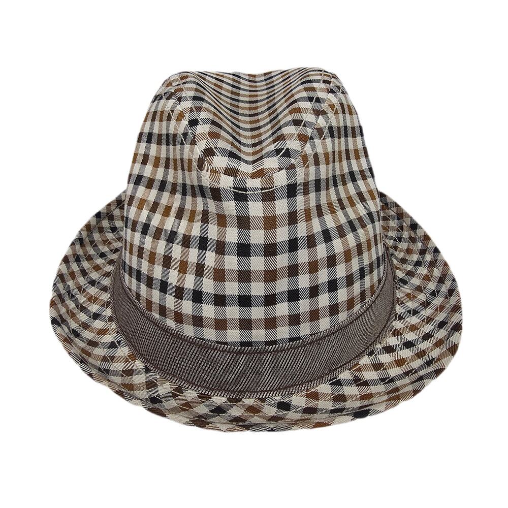 CHRISTY’S CROWN SERIES FEDORA – VINTAGE – CHECKERED PATTERN – GRAY BAND – SIZE L